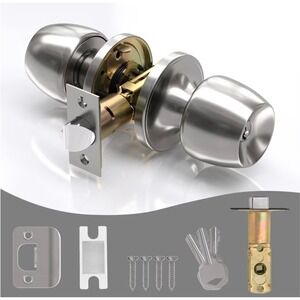 Voraus Entry Door Knob Brushed Nickel Keyed Lockset Grade 3 Universal Handing